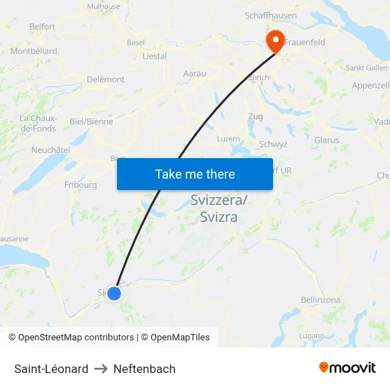 Saint-Léonard to Neftenbach map