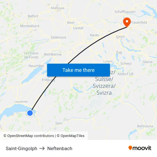 Saint-Gingolph to Neftenbach map