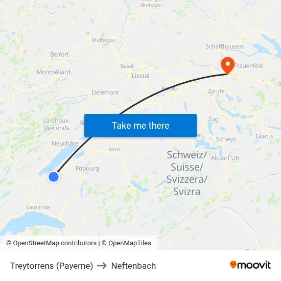 Treytorrens (Payerne) to Neftenbach map