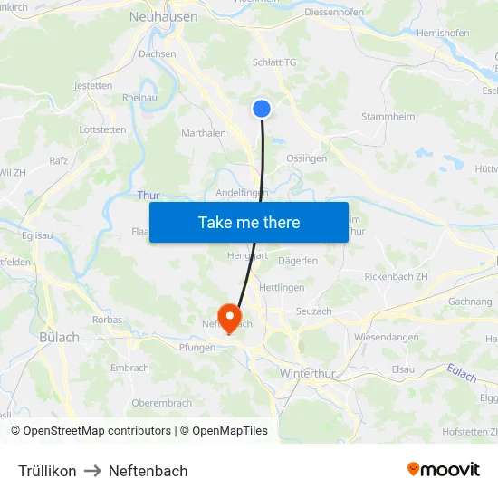 Trüllikon to Neftenbach map