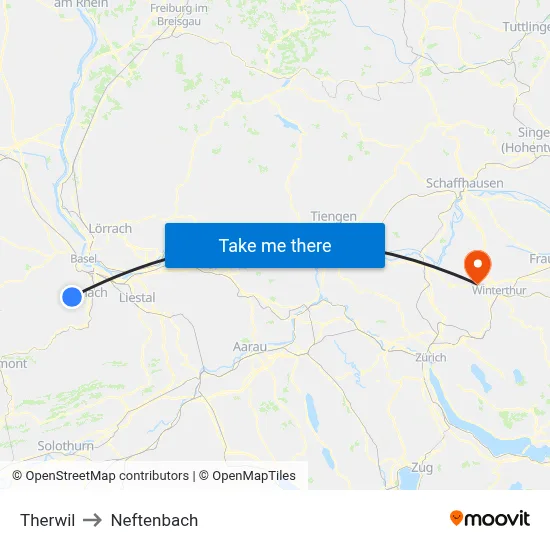 Therwil to Neftenbach map