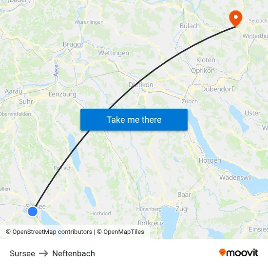 Sursee to Neftenbach map