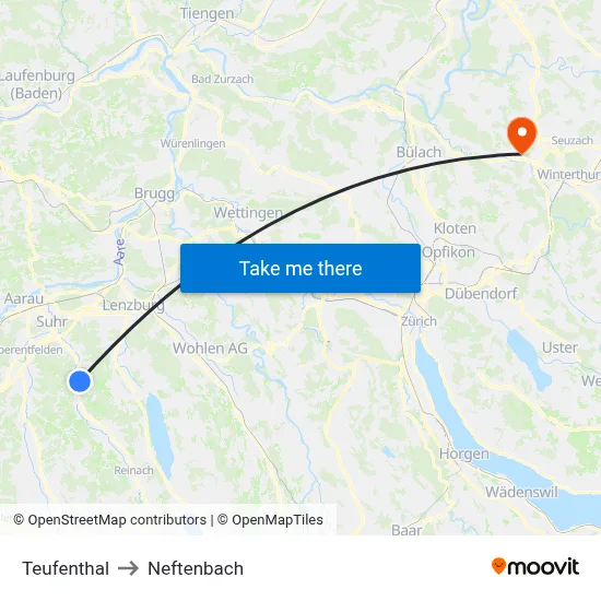 Teufenthal to Neftenbach map