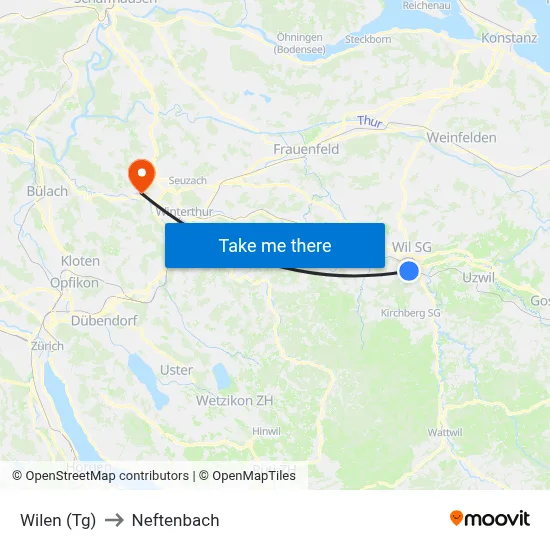 Wilen (Tg) to Neftenbach map