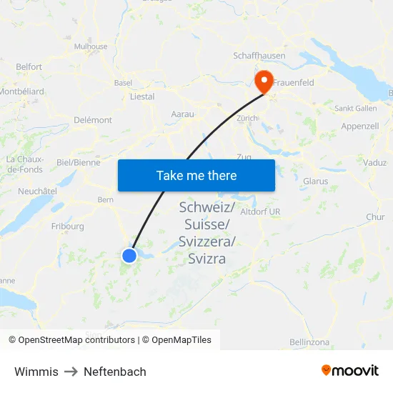 Wimmis to Neftenbach map