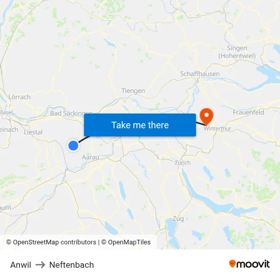 Anwil to Neftenbach map