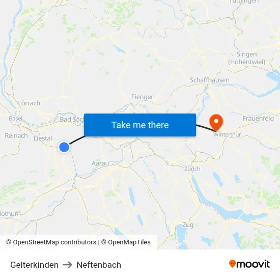 Gelterkinden to Neftenbach map