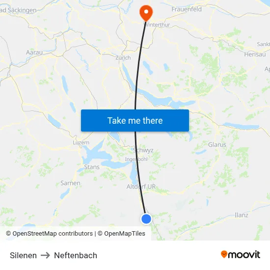 Silenen to Neftenbach map
