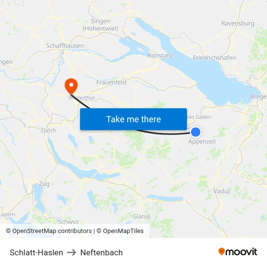 Schlatt-Haslen to Neftenbach map