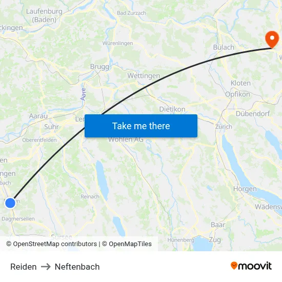 Reiden to Neftenbach map