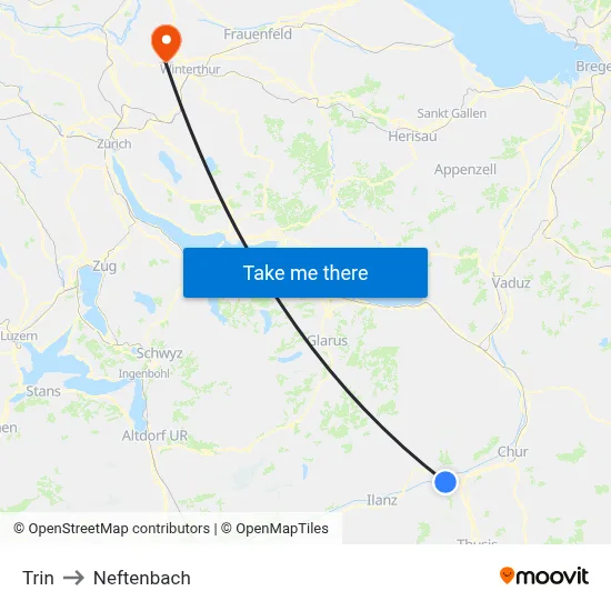 Trin to Neftenbach map