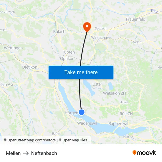 Meilen to Neftenbach map