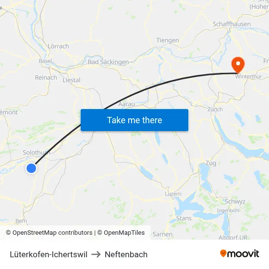 Lüterkofen-Ichertswil to Neftenbach map