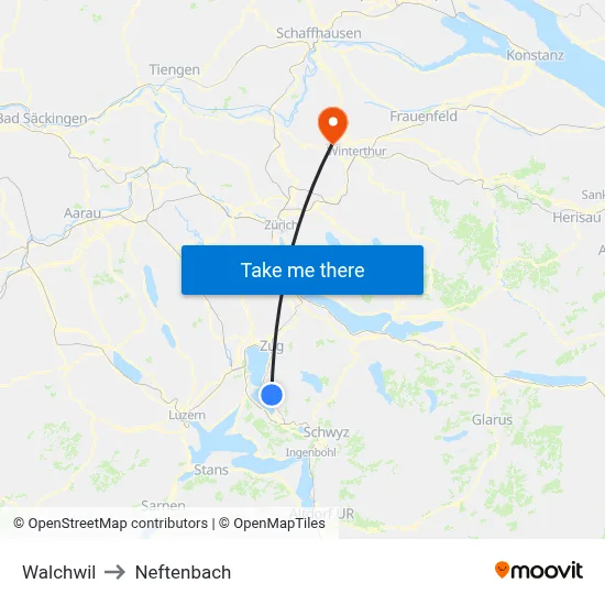 Walchwil to Neftenbach map