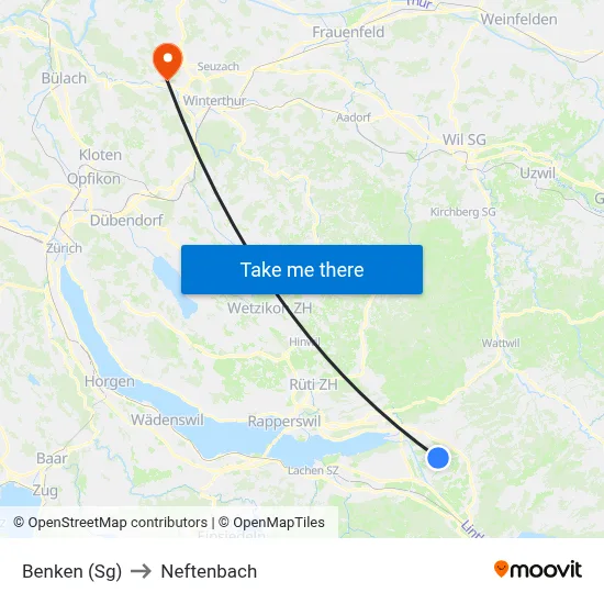 Benken (Sg) to Neftenbach map