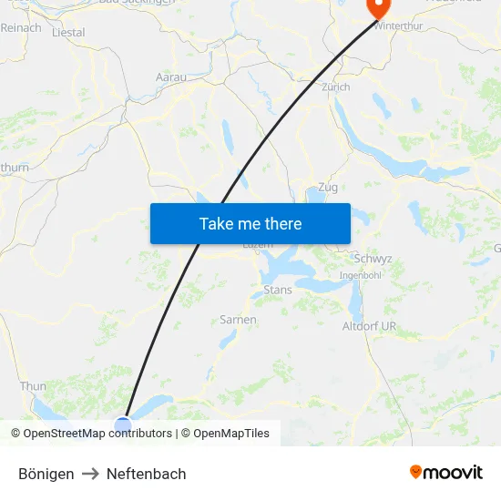 Bönigen to Neftenbach map