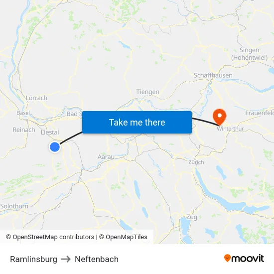 Ramlinsburg to Neftenbach map