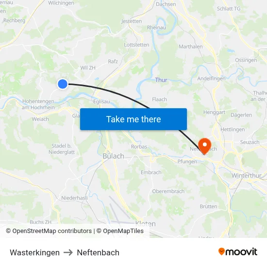 Wasterkingen to Neftenbach map