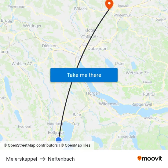 Meierskappel to Neftenbach map