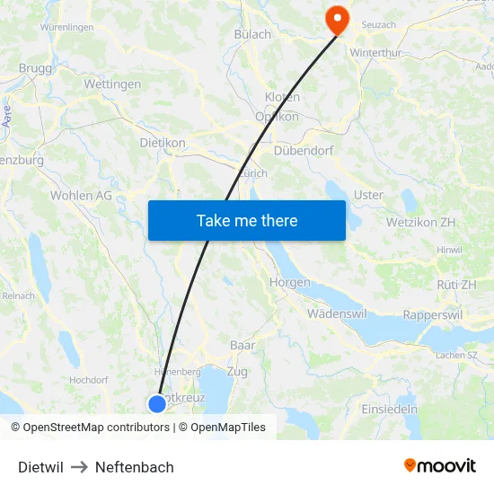 Dietwil to Neftenbach map