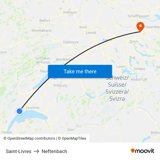 Saint-Livres to Neftenbach map