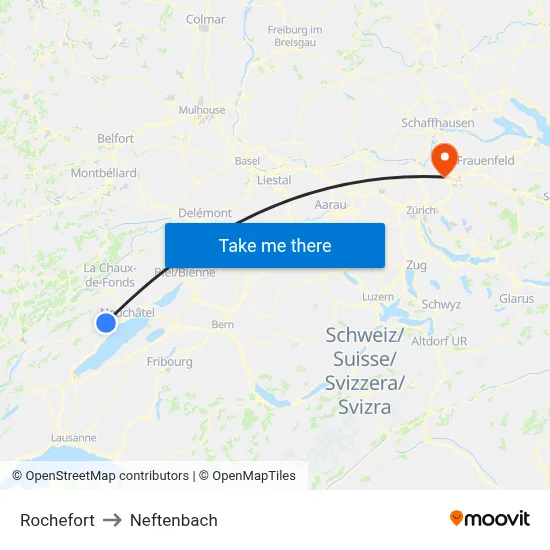 Rochefort to Neftenbach map