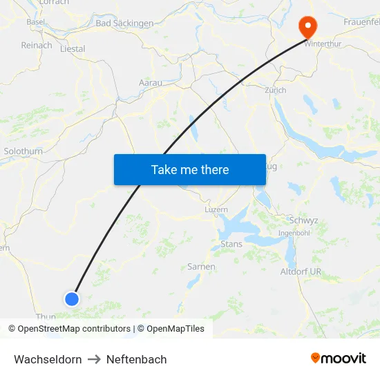 Wachseldorn to Neftenbach map