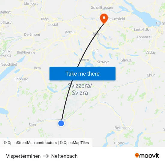 Visperterminen to Neftenbach map