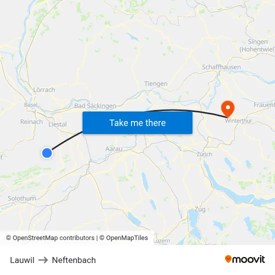 Lauwil to Neftenbach map