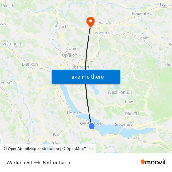 Wädenswil to Neftenbach map