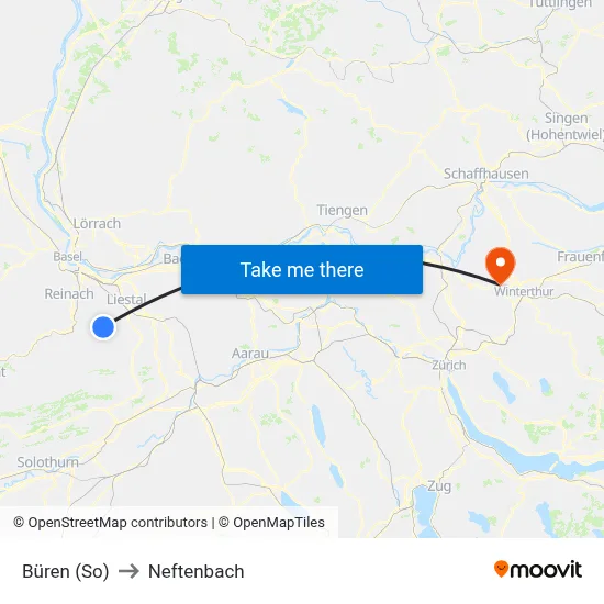 Büren (So) to Neftenbach map