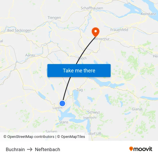 Buchrain to Neftenbach map