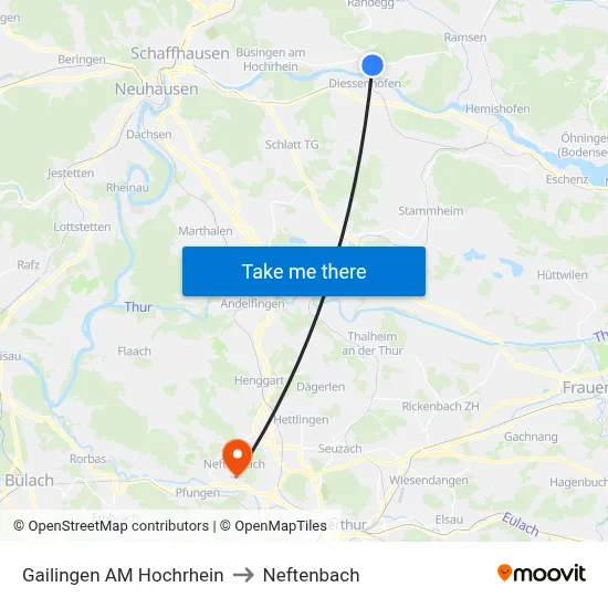 Gailingen AM Hochrhein to Neftenbach map