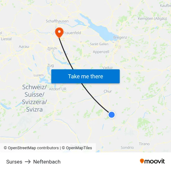 Surses to Neftenbach map