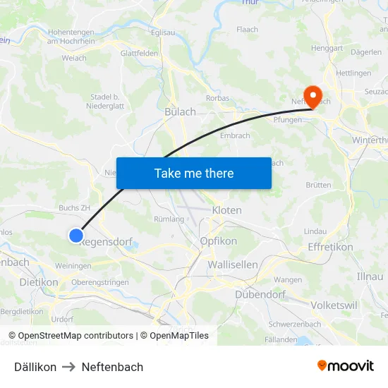 Dällikon to Neftenbach map