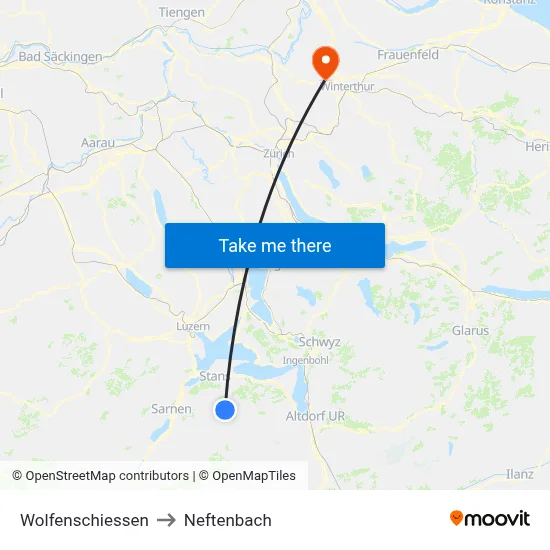 Wolfenschiessen to Neftenbach map