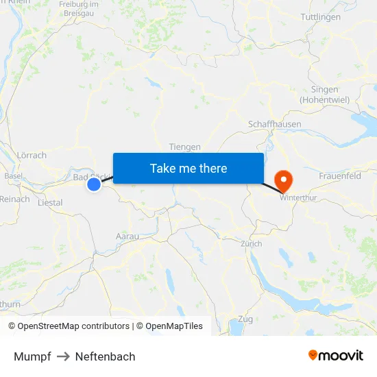 Mumpf to Neftenbach map