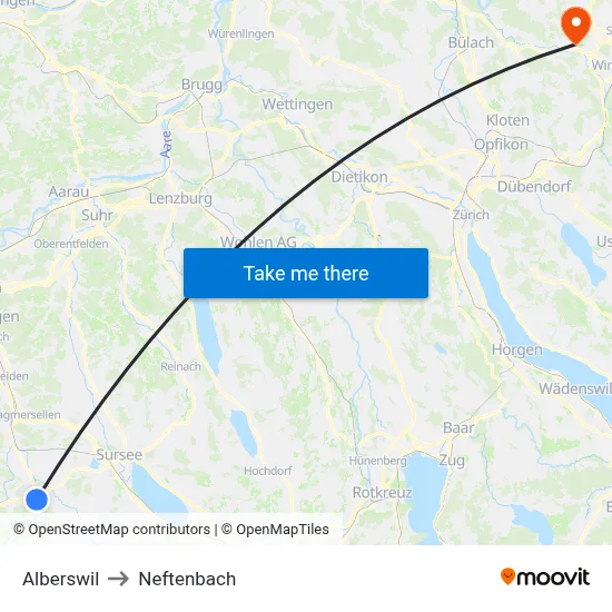 Alberswil to Neftenbach map