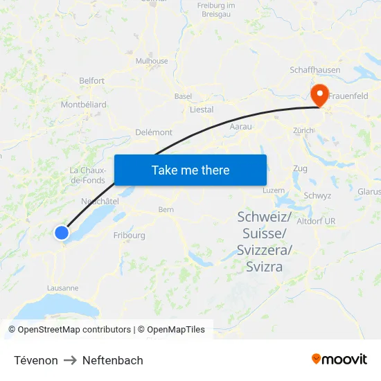Tévenon to Neftenbach map