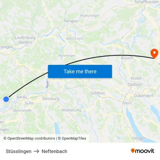 Stüsslingen to Neftenbach map