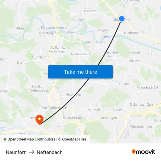 Neunforn to Neftenbach map