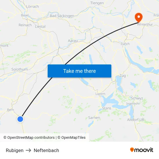 Rubigen to Neftenbach map