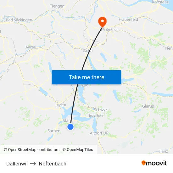 Dallenwil to Neftenbach map