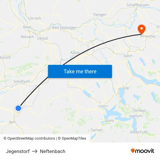 Jegenstorf to Neftenbach map