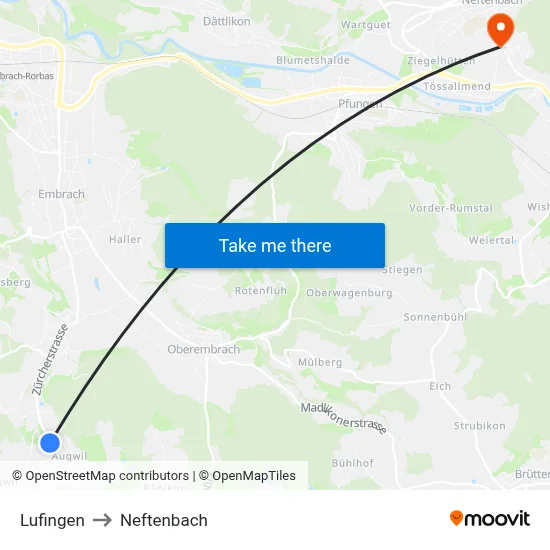 Lufingen to Neftenbach map