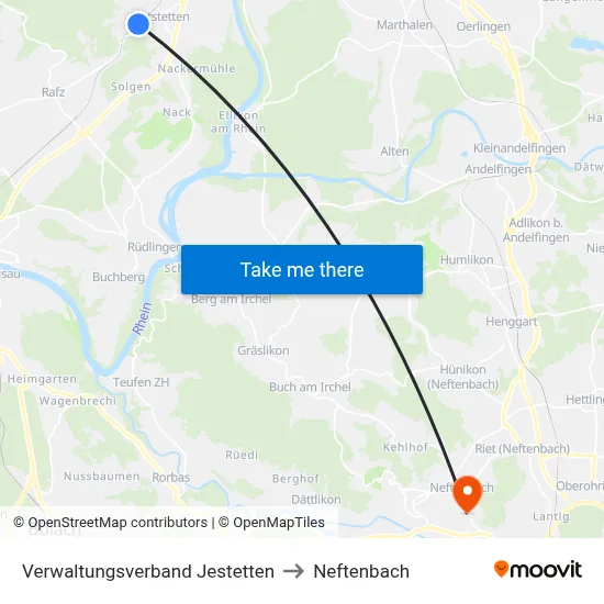 Verwaltungsverband Jestetten to Neftenbach map