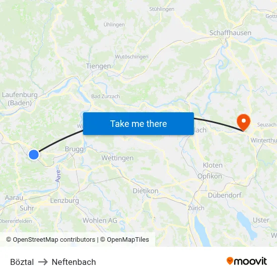 Böztal to Neftenbach map
