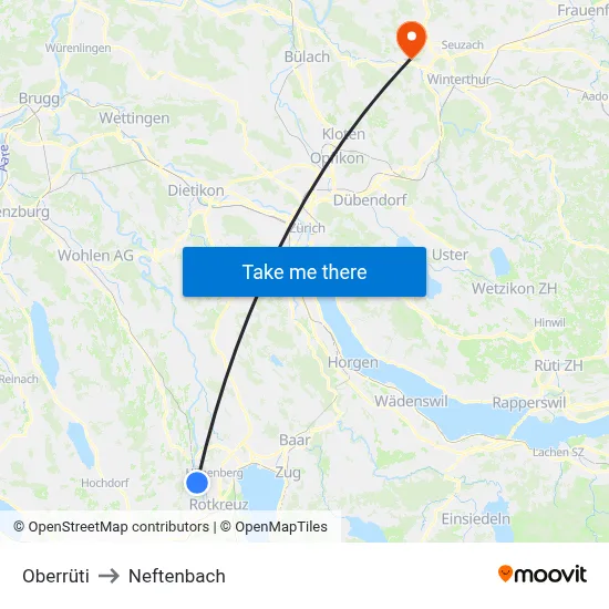 Oberrüti to Neftenbach map