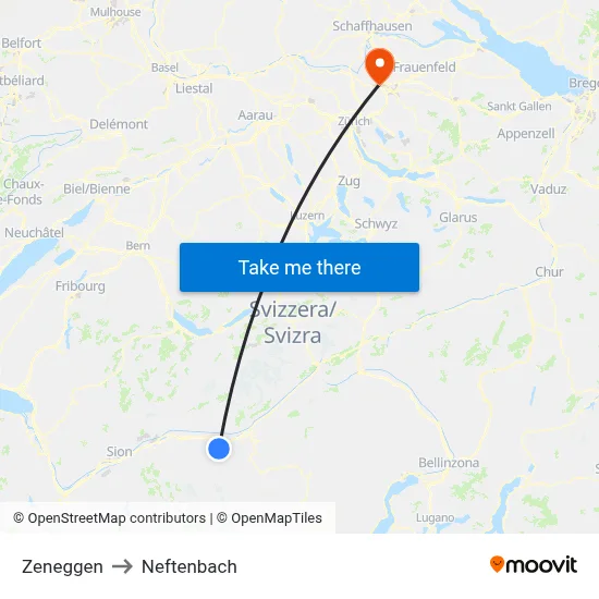 Zeneggen to Neftenbach map
