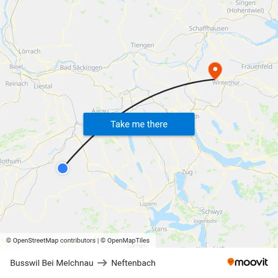 Busswil Bei Melchnau to Neftenbach map